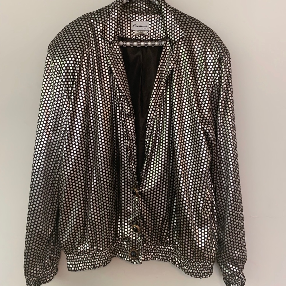 Vintage 80s lame silver futuristic jacket